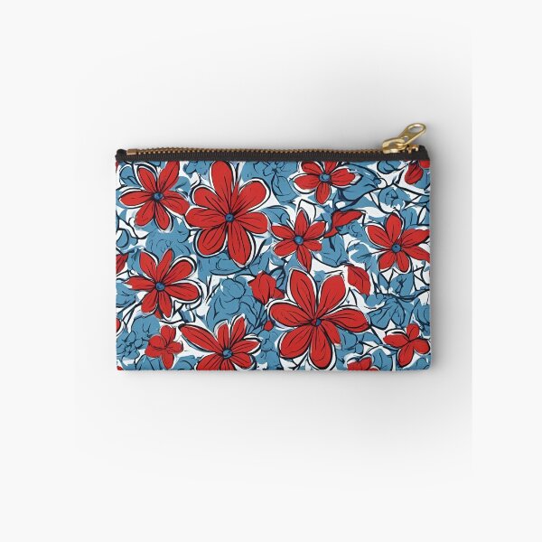 Item preview, Blue Red White Floral pattern designed and sold by SeamCraft.