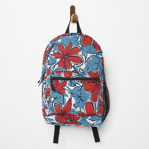 Item preview, Blue Red White Floral pattern designed and sold by SeamCraft.