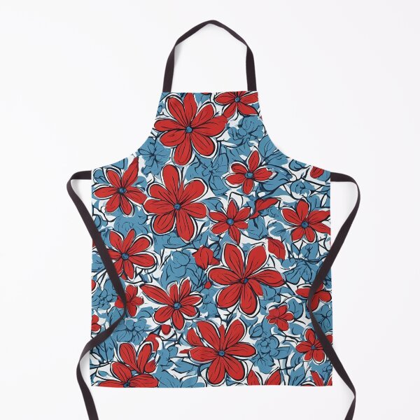 Item preview, Blue Red White Floral pattern designed and sold by SeamCraft.