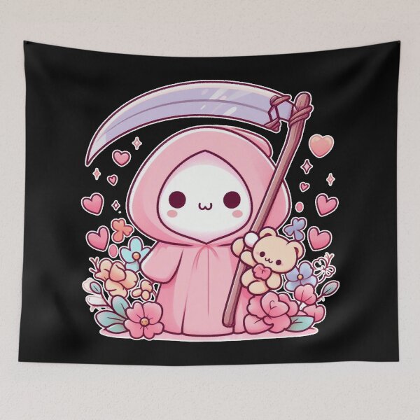Item preview, Cute Kawaii pink Grim Reaper designed and sold by ViviArtix.