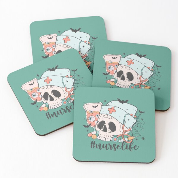 Item preview, Nurse Life Skull Halloween Spiders Bats designed and sold by ArtMeetsPizza.
