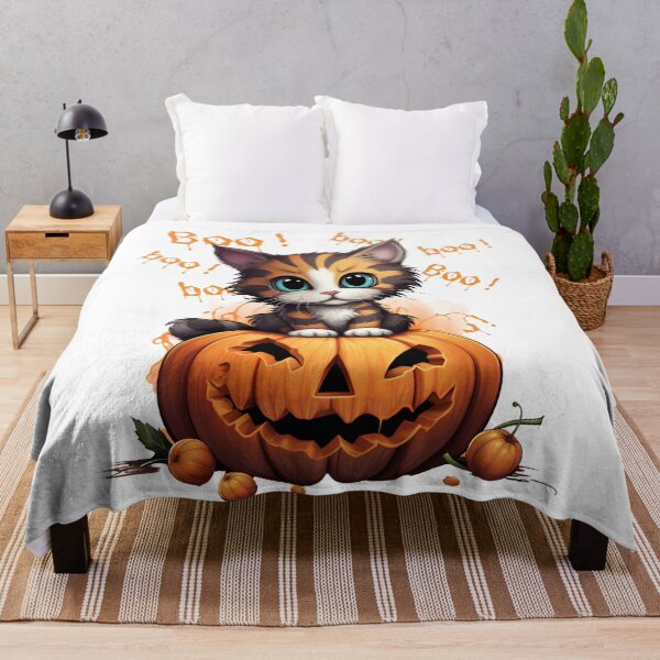 Item preview, Boo Cat Fluffy Cat On Pumpkin Hallowen designed and sold by Lil-Satu.