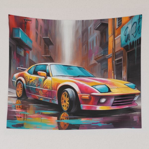 Item preview, Hazy Dreams: Hazy Colorful Supercar in hazy Cityscape designed and sold by javaoverride.