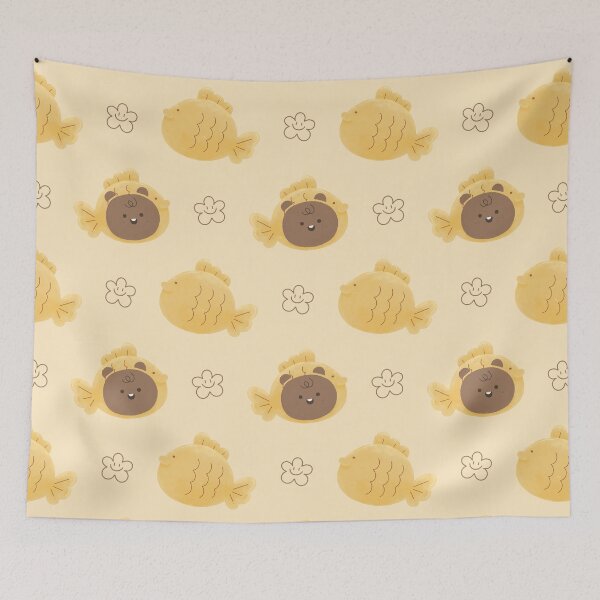 Item preview,  taiyaki cute brown bear teddy bun bread fish japanese sweet pattern designed and sold by TNwandesignart.