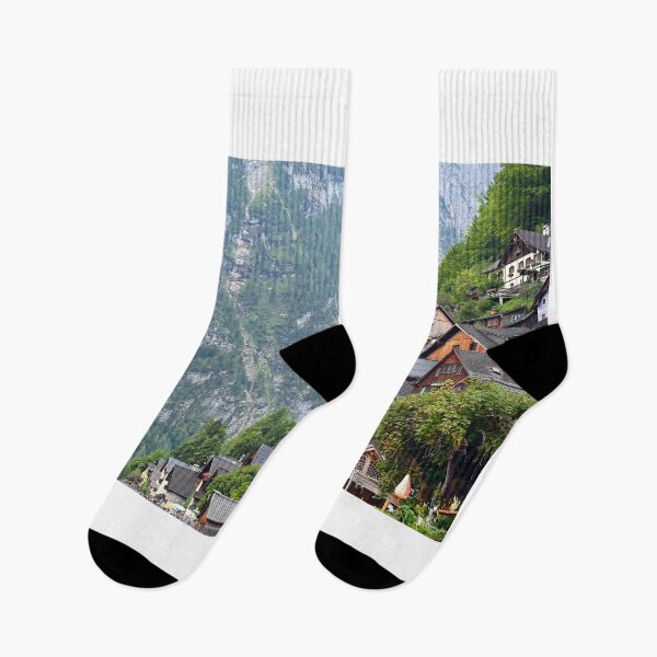 Item preview, Mountain and old houses in Hallstatt village Austria designed and sold by goceris.