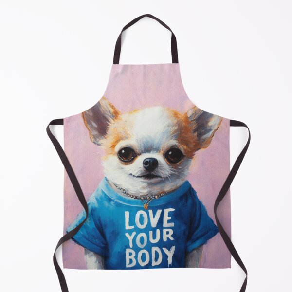 Item preview, Painting of a chihuahua wearing a shirt with a sign: Love your body designed and sold by Andreja's shop.