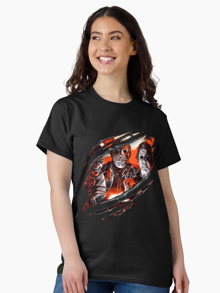 Thumbnail 2 of 7, Classic T-Shirt, Horror Characters Tee, Horror Friend Shirt, Halloween Movie Shirt, Horror Killer Halloween Tee, Michael Myers Shirt, Serial Killer Shirt designed and sold by JolinChinn.