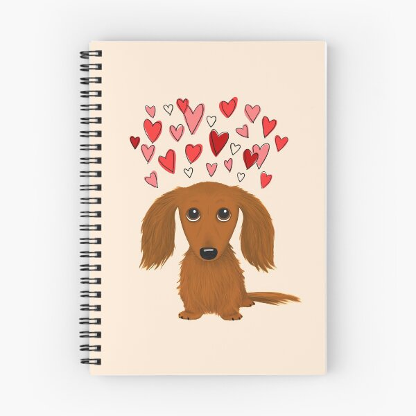 Item preview, Lindo perro salchicha rojo de pelo largo de dibujos animados con corazones designed and sold by Jenn Inashvili.