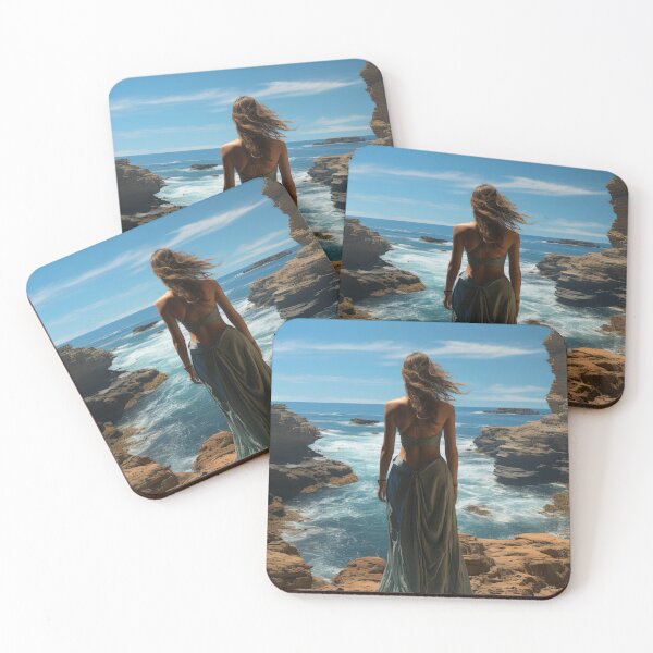 Item preview, Stylish Woman Enjoying Nature at Beach with Stunning Dress designed and sold by Domitian Tincaba.