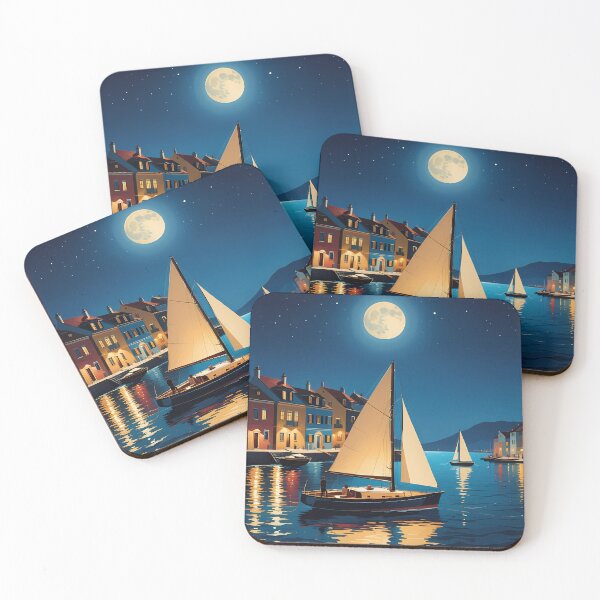 Item preview, Sailboats in the Moonlight designed and sold by designsbyflo.