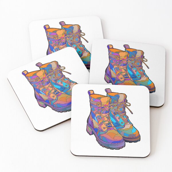 Item preview, Glass Stained Pair of Hiking boot - Bold colors designed and sold by octoboobs.