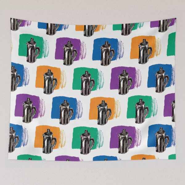 Item preview, Gouache French Press Coffee Set: Coffee Shop or Breakfast Nook Illustration designed and sold by madeonbright.