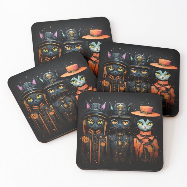 Item preview, koty w kapeluszach, hellowiwin women in masks, cats in masks, cat girl, pumpkins and cats, Ghost, PUMPKINS, HALLOWEEN, spider, cat, scary house, scary forest designed and sold by PRYMULLART.
