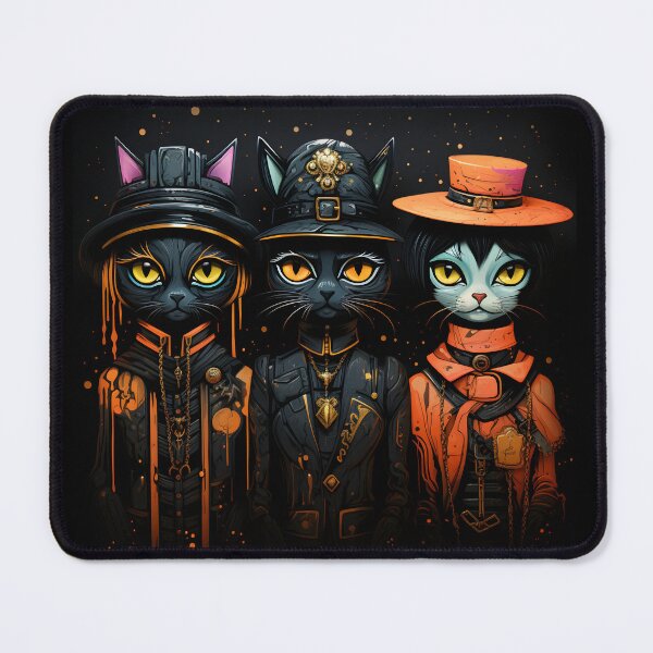 Item preview, koty w kapeluszach, hellowiwin women in masks, cats in masks, cat girl, pumpkins and cats, Ghost, PUMPKINS, HALLOWEEN, spider, cat, scary house, scary forest designed and sold by PRYMULLART.