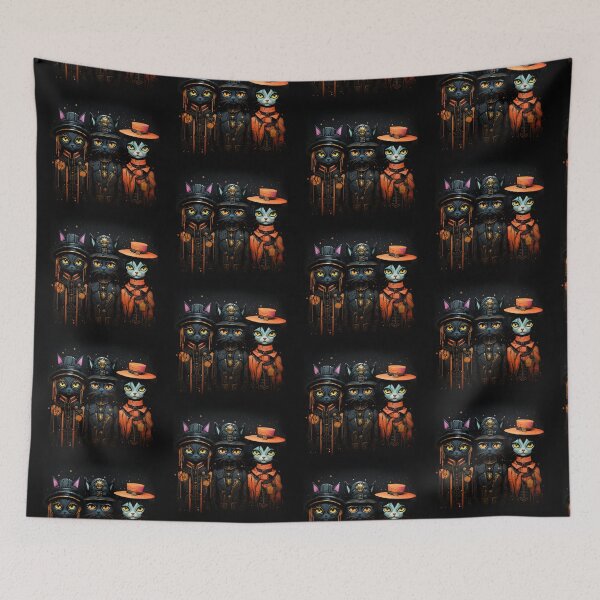 Item preview, koty w kapeluszach, hellowiwin women in masks, cats in masks, cat girl, pumpkins and cats, Ghost, PUMPKINS, HALLOWEEN, spider, cat, scary house, scary forest designed and sold by PRYMULLART.