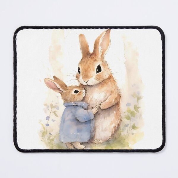 Item preview, Cute Baby Bunny Rabbit Hugging Its Mother Softness Animal Wildlife Illustration  designed and sold by TheLovelyWild.