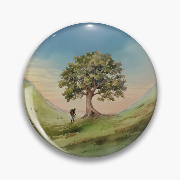 Item preview, Sycamore Gap Tree Watercolor Illustration Cottagecore British Countryside Northumberland Hexham designed and sold by TheLovelyWild.