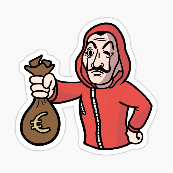 Money Heist mask Sticker for Sale by Maliniak