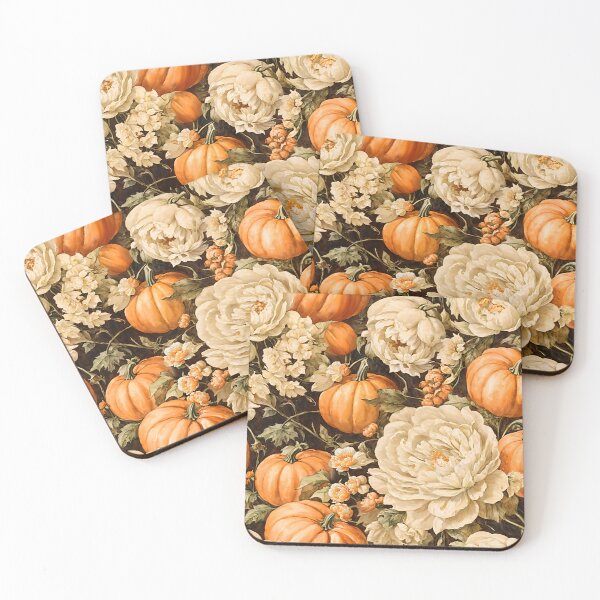 Item preview, Peony Flower Fall Pumpkin Seamless Pattern designed and sold by Tasty Digital Elements.