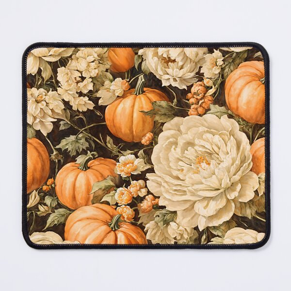 Item preview, Peony Flower Fall Pumpkin Seamless Pattern designed and sold by Tasty Digital Elements.