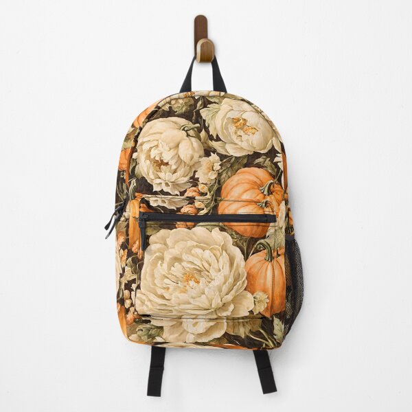 Item preview, Peony Flower Fall Pumpkin Seamless Pattern designed and sold by Tasty Digital Elements.