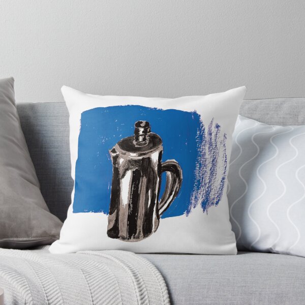 Item preview, French Press in Blue Gouache: Coffee Shop or Breakfast Nook Illustration designed and sold by madeonbright.
