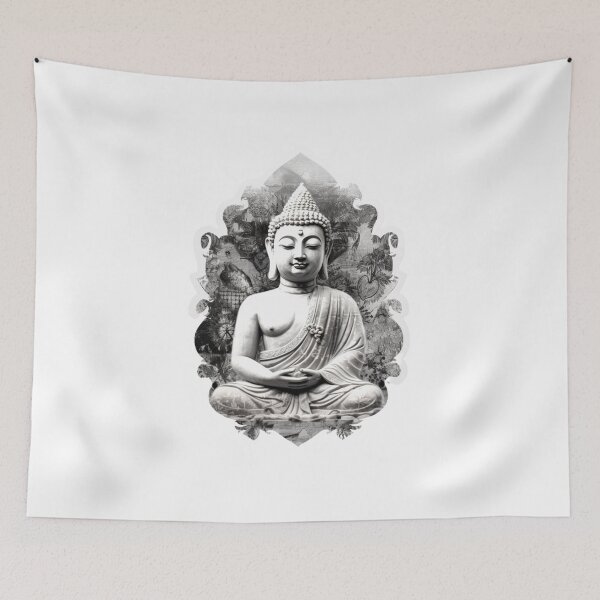 Item preview, Black White Buddha Statue, Digital Art, For Meditation designed and sold by MartynGrey.
