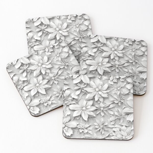 Item preview, seamless monochrome floral pattern in monochrome white and gray background. vector illustration designed and sold by APHIDAT-TA.