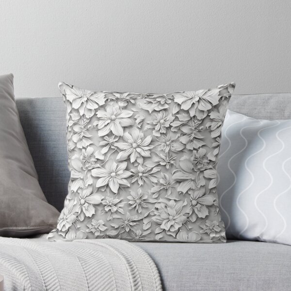 Item preview, seamless monochrome floral pattern in monochrome white and gray background. vector illustration designed and sold by APHIDAT-TA.