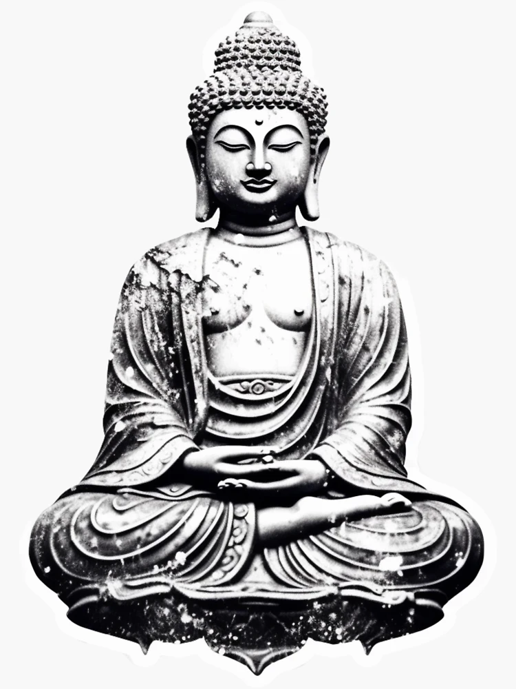 Buddha Statue White Stone Meditation Photo Art Print Picture F12X217