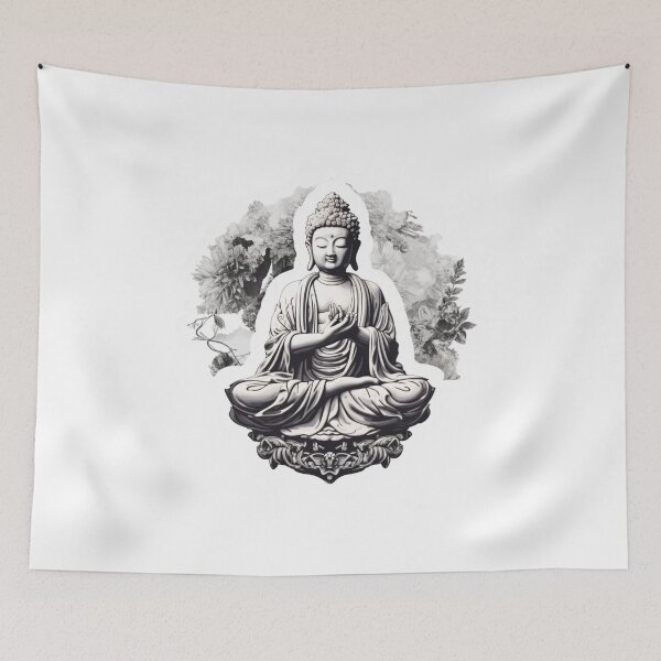 Item preview, Buddha Black White , Buddhist symbol, home decoration designed and sold by MartynGrey.