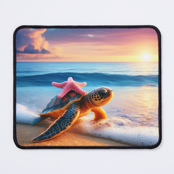 Item preview, A small sea turtle with a pink starfish on its back designed and sold by ART-POD-PL.