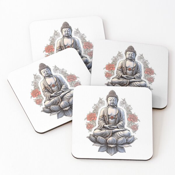 Item preview, Black White Buddha Statue, Digital Art, For Yoga Studio designed and sold by MartynGrey.