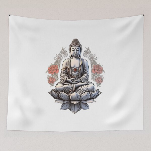 Item preview, Black White Buddha Statue, Digital Art, For Yoga Studio designed and sold by MartynGrey.