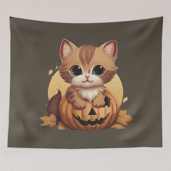 Item preview, Spooky Cat On Pumpkin Moon Hallowen designed and sold by Lil-Satu.
