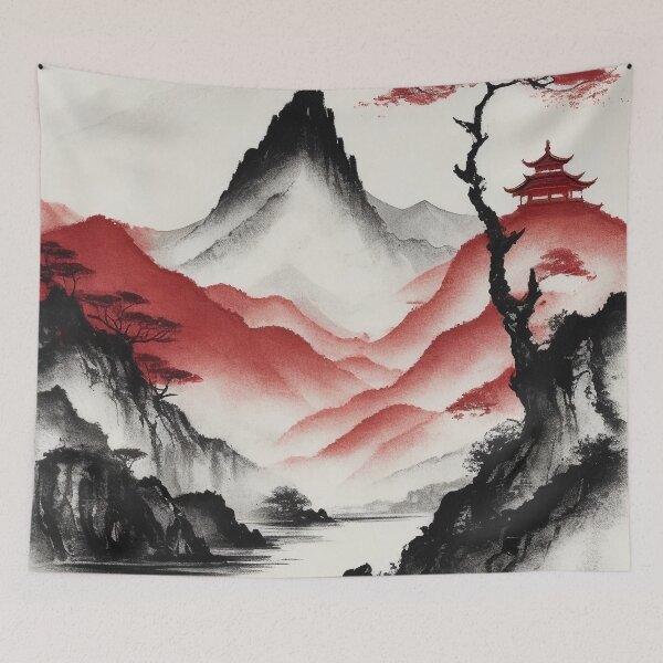 Item preview, Ink-Brushed Elegance: Mountains of Tranquility designed and sold by DevushkaStore.