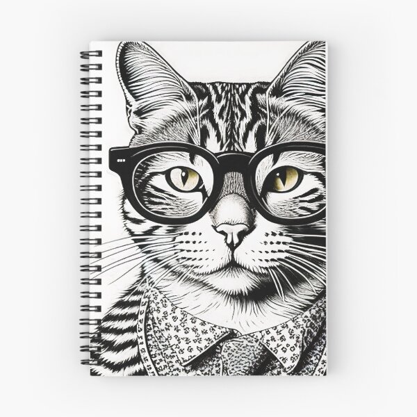 Item preview, cat with glasses black and white designed and sold by InnovaDigital.