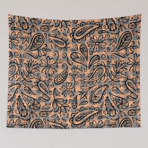 Item preview, Doodle paisleys Plaid Seamless Pattern - Unique Abstract Design designed and sold by OrangeMG.
