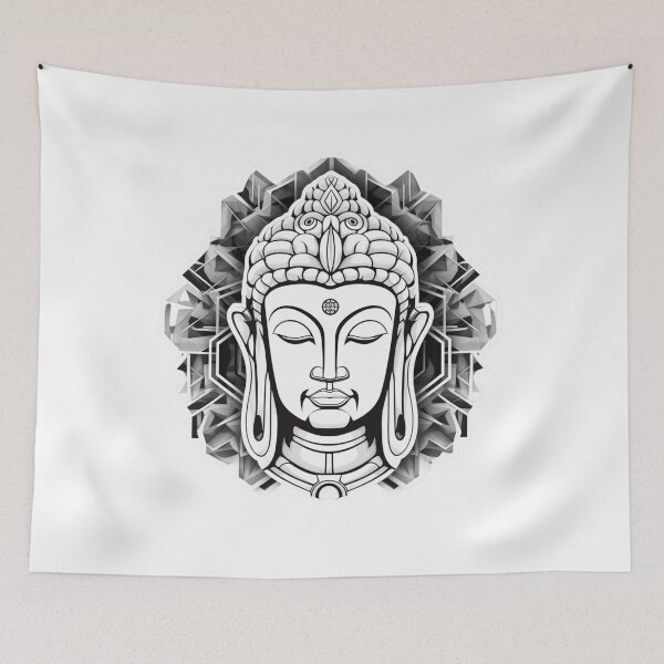 Item preview, Buddha Black White, 3D Black White statue , Meditation Sticker designed and sold by MartynGrey.