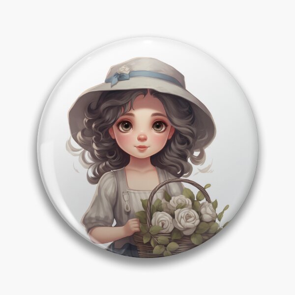 Item preview, A gray flower girl with her gray roses designed and sold by NuttyCottage.
