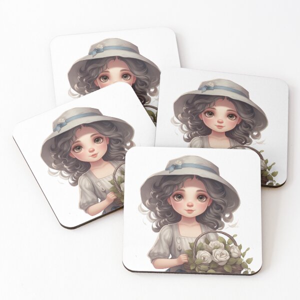 Item preview, A gray flower girl with her gray roses designed and sold by NuttyCottage.