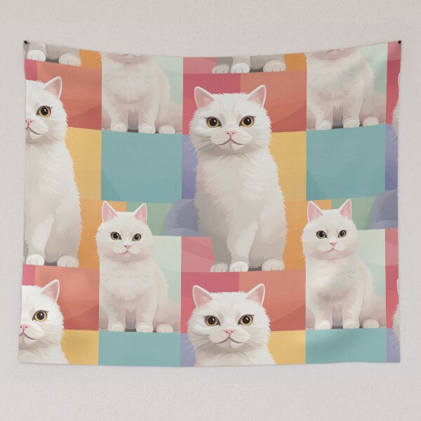 Item preview, An abstract white cat exudes elegance and minimalist charm. designed and sold by StrawberryJolly.