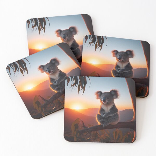 Item preview, A little koala bear sitting on a branch of a eucalyptus tree designed and sold by ART-POD-PL.