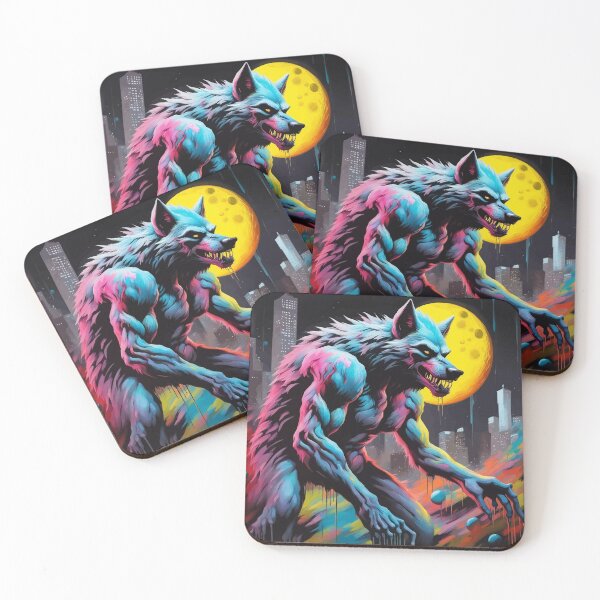 Item preview, Mystical Black Werewolf in Moonlit Cityscape designed and sold by javaoverride.