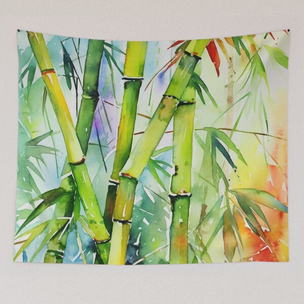 Item preview, Abstracted Bamboo Serenity: Fluid Watercolor in Traditional Japanese Style designed and sold by aricutcia.