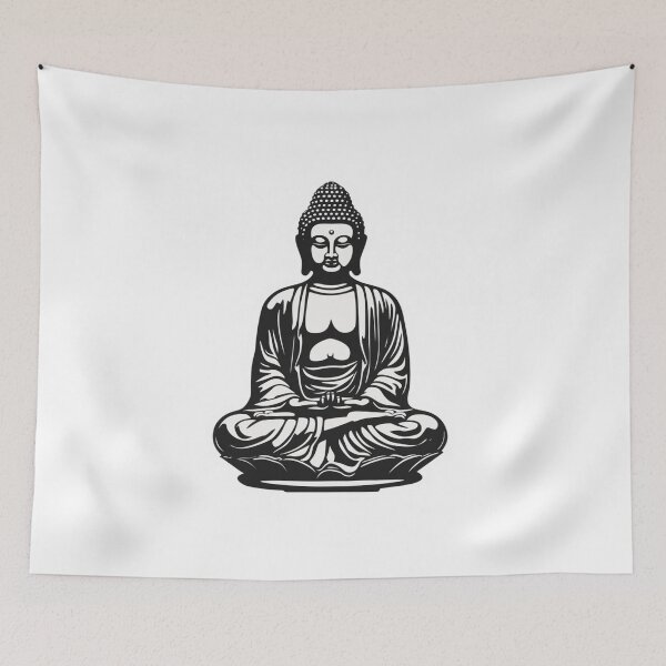 Item preview, Buddha Black White , Buddhist symbol , maditate with buddha symbol designed and sold by MartynGrey.
