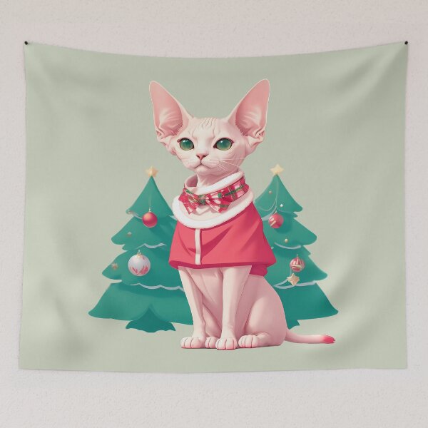 Item preview, Sphynx Cat in Santa Hat designed and sold by purrfect pattern.