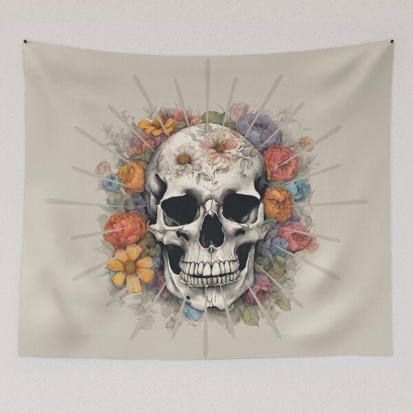 Item preview,  skull with flowers designed and sold by studio468.