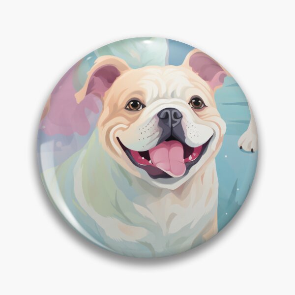 Artikelvorschau, Eine verträumt lächelnde Bulldogge strahlt Charme, Wärme und Zufriedenheit aus entworfen und verkauft von StrawberryJolly.