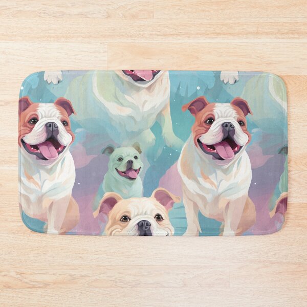 Item preview, A dreamy smiling bulldog exudes charm, warmth, and contentment designed and sold by StrawberryJolly.